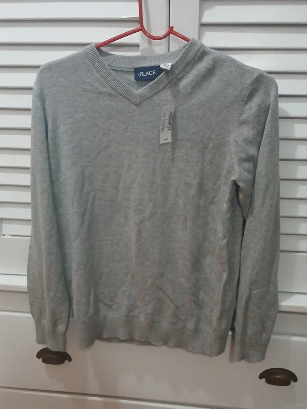The Children's Place Boys Heather Gray V-Neck Sweater